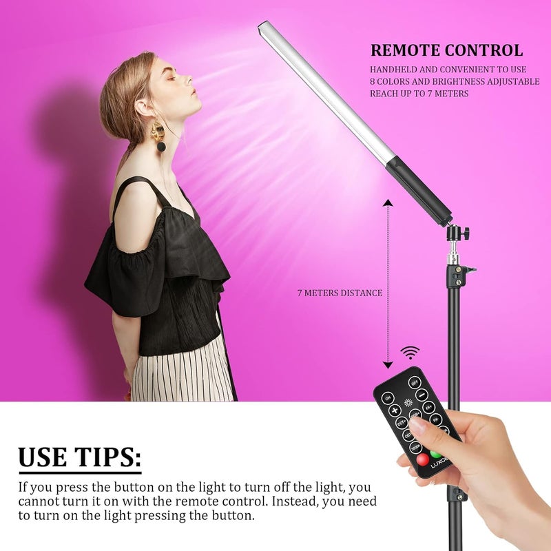 LUXCEO RGB LED Photography Lighting Portable Wand Handheld LED Video Light 1000 Lumens CRI 95+ USB Rechargeable with Remote Control, Carry Bag, Adjustable Color Temperature 3000K-6000K and 36 Colors - Image 2